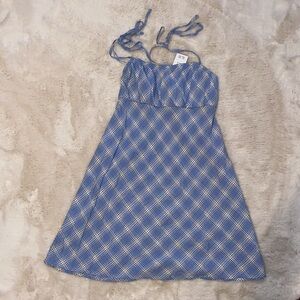 Hollister Girls Plaid Blue Summer Dress NEW Size XS NWT